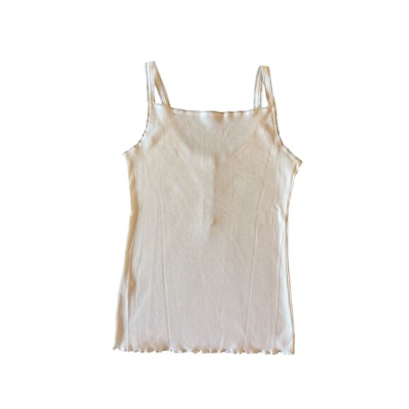 Sundance Living White Lace Tank/Camisole with Buttons, Lettuce Hem, Size Small - Picture 3 of 4